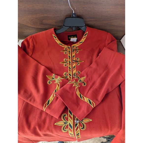 NWT BOB MACKIE WEARABLE ART Women's Burnt Orange Embroidered Jacket Sz LRG - Picture 5 of 7